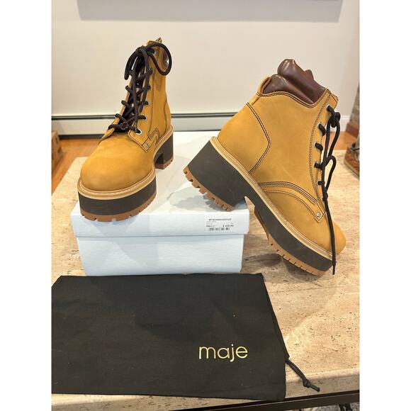 NEW Maje Brown Nubuck Combat Boots Brown size 41 - Picture 4 of 10